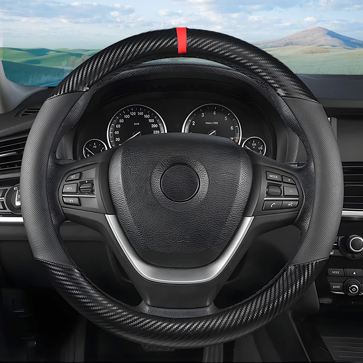 Detalle de Moly Magnolia Car Steering Wheel Cover, 15-Inch