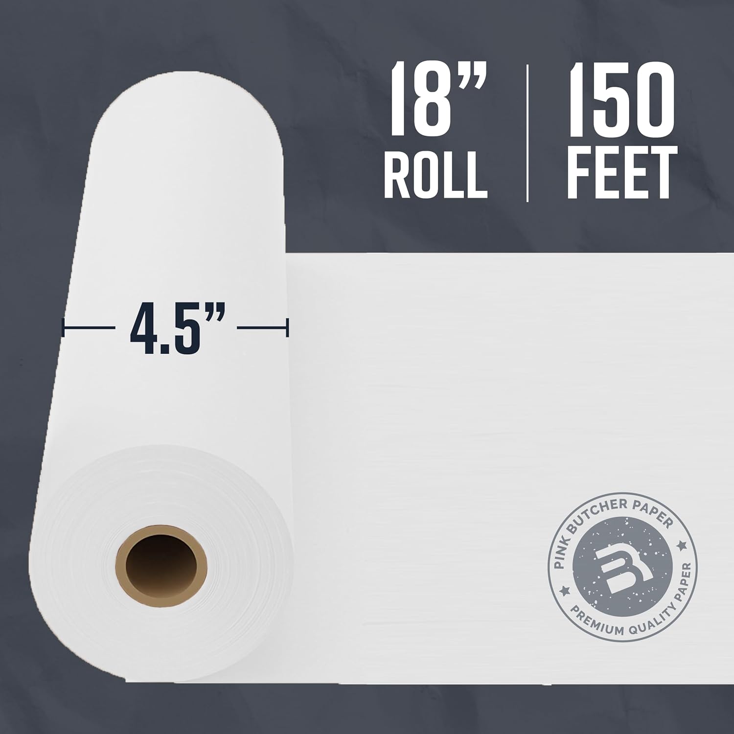Detalle 2 de White Kraft Butcher Paper Roll (18" x 150') — Unwaxed, Uncoated, Bleach-Free Style Paper for BBQ, Packaging & Sublimation