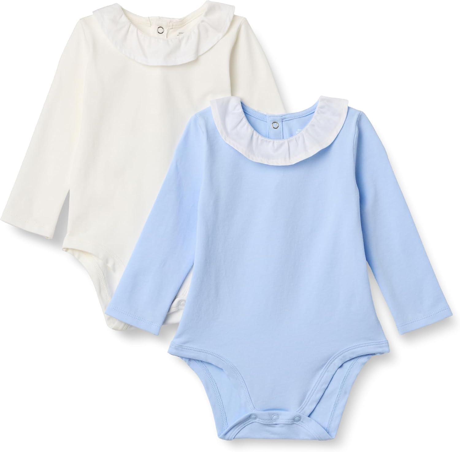 Detalle de Amazon Essentials x Sofia Grainge Baby Girls Long-Sleeve Ruffle Collar Bodysuit, Pack of 2