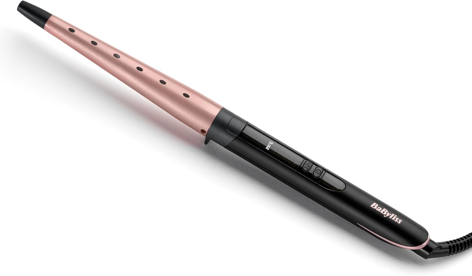 Detalle de BaByliss Rose Quartz Conical Wand C454U: Natural Waves with 13–25mm Precision