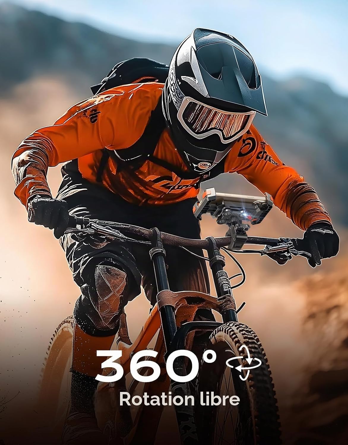 Detalle de CIRYCASE YYS683 motorfiets-gsmhouder met trillingsdemping en 360°-rotatie