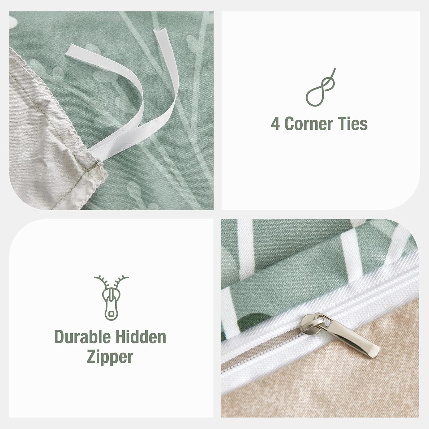 Thumbnail 6 de Tokokimo Green King Size Duvet Cover Set 230x220 cm