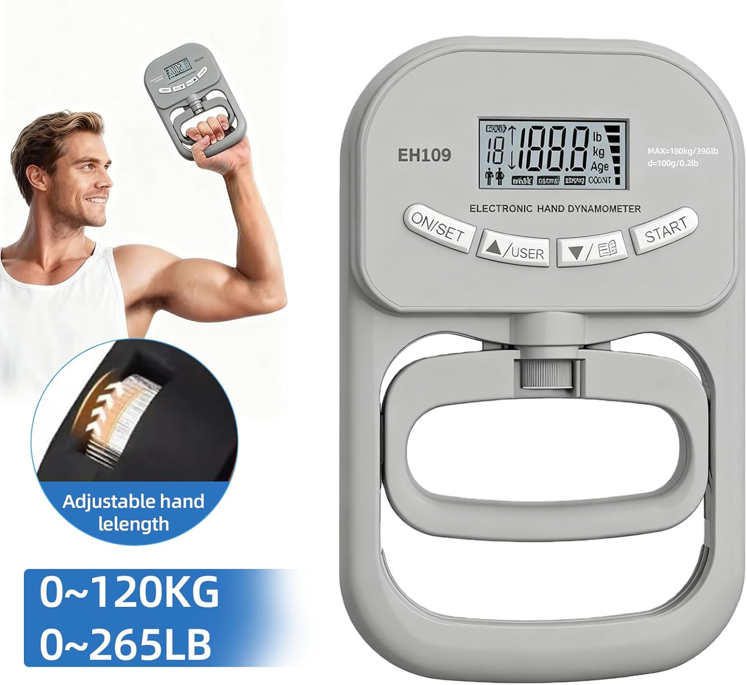 Thumbnail 2 de Tuieert Digital Hand Dynamometer 90kg grip