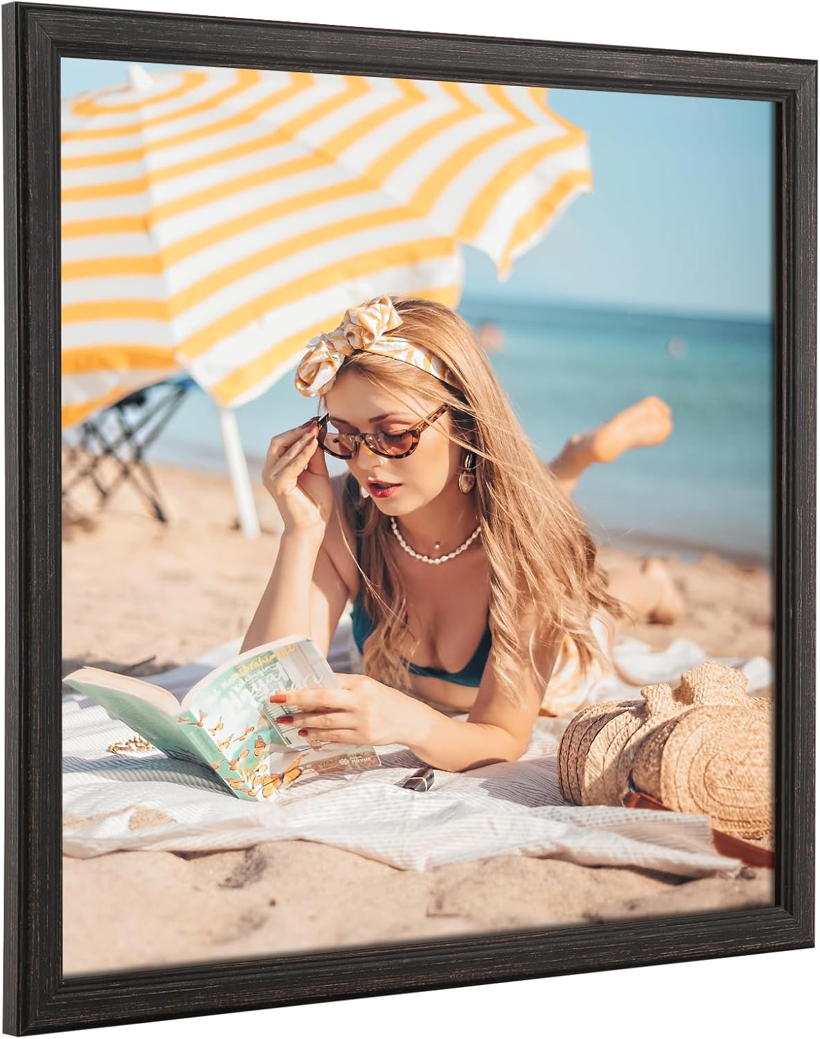 Thumbnail 6 de 18x24 Wood Frame Black Rustic Natural Wooden Poster Picture Frame with HD Plexiglass (18 x 24 or 24 x 18)