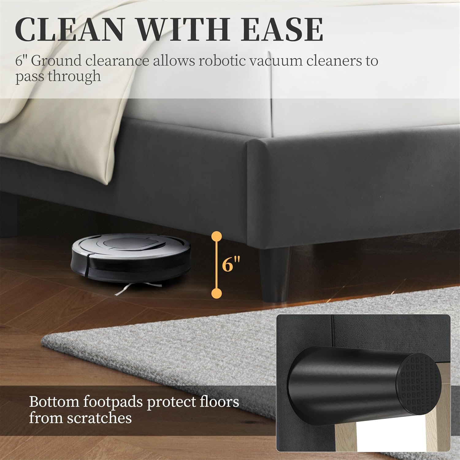 Thumbnail 6 de Yaheetech YT-00144802 Queen Upholstered Bed Frame, Deep Gray Velvet