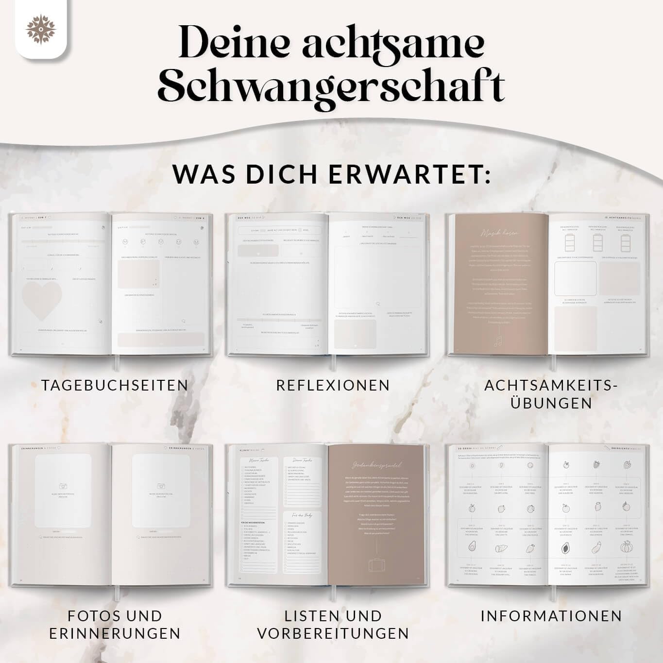 Detalle 2 de Schwangerschaftstagebuch WUNDER A5 mit 128 Seiten