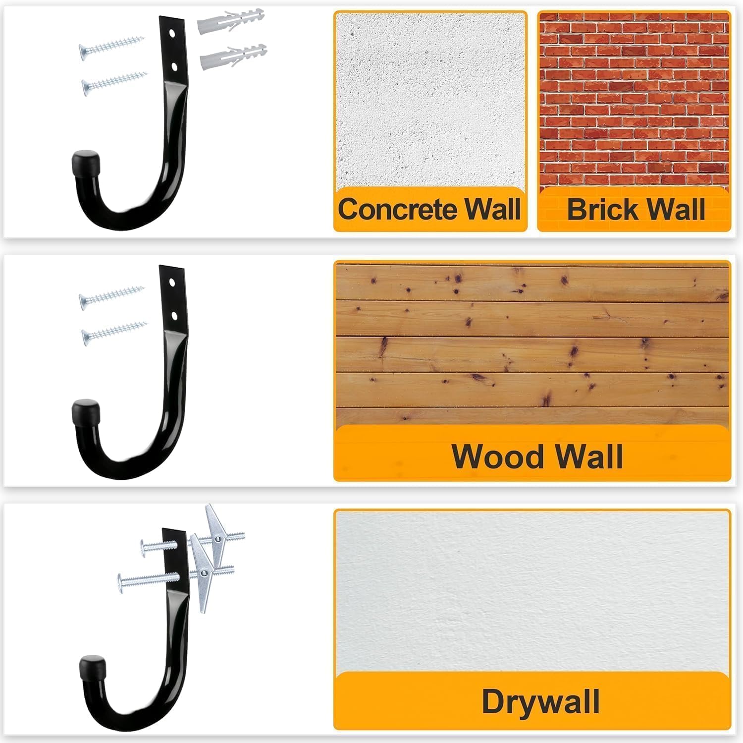 Detalle 2 de Kitmiido Heavy Duty Ladder Hooks (9-piece set) for garage wall storage