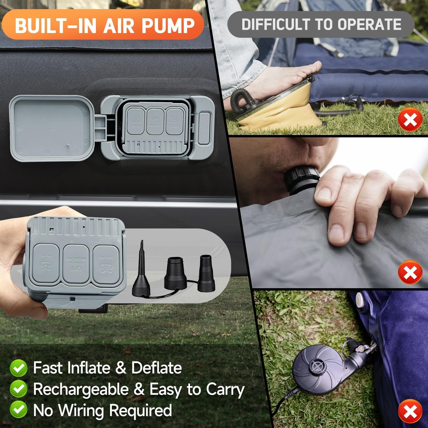 Detalle de Umbrauto AIR-2-5PICKUP-BKB Truck Bed Air Mattress, Built-In Pump, 5.5–5.8 ft