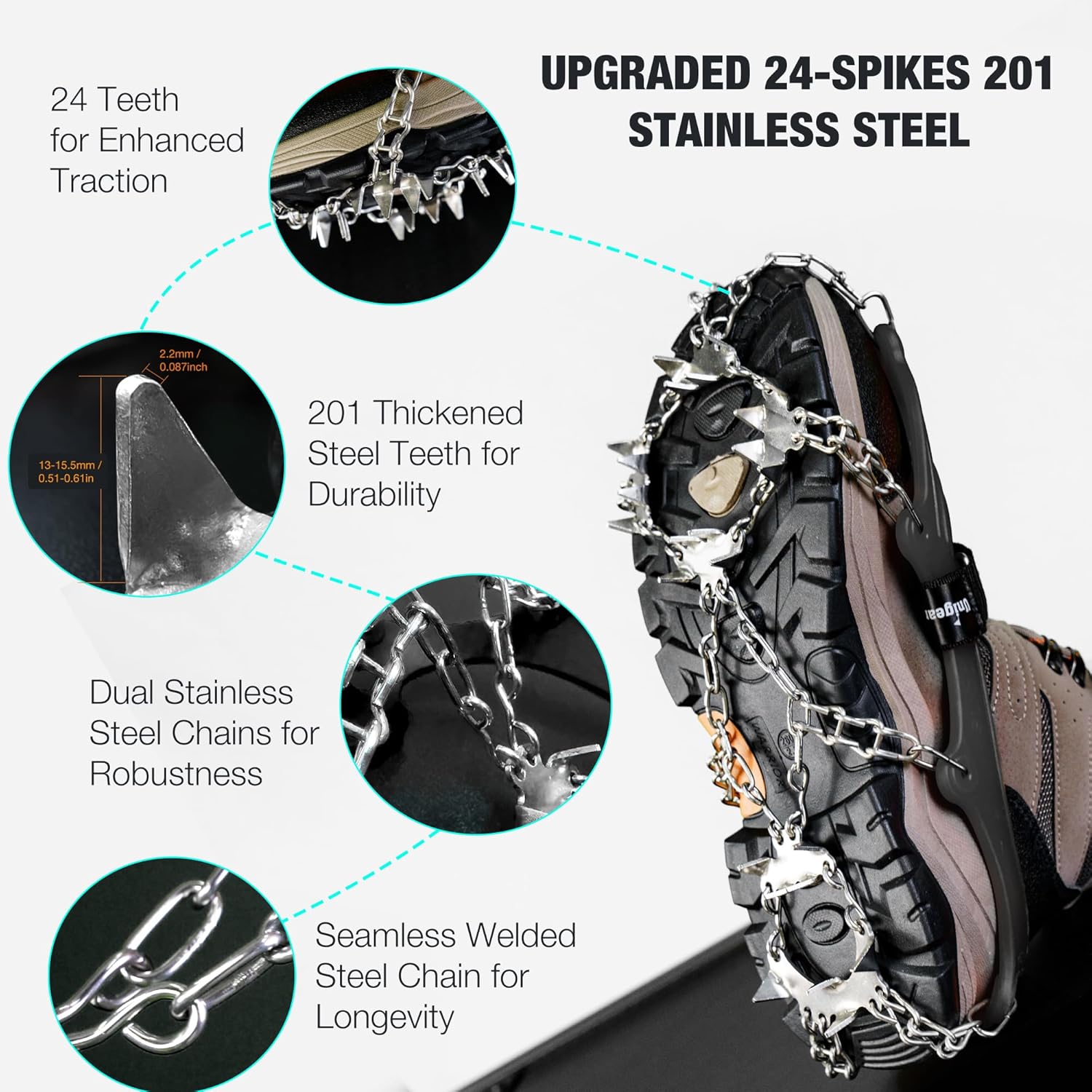 Detalle 2 de Unigear Crampons 24 spikes for hiking boots
