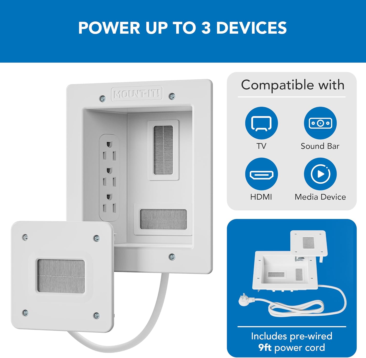 Thumbnail 3 de Mount-It! In-Wall TV Cable Kit 9ft
