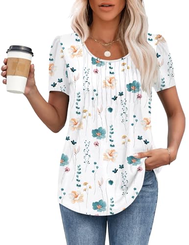 Detalle de MOLERANI Ladies Tops Round Neck Loose Casual Pleated T Shirt – XL