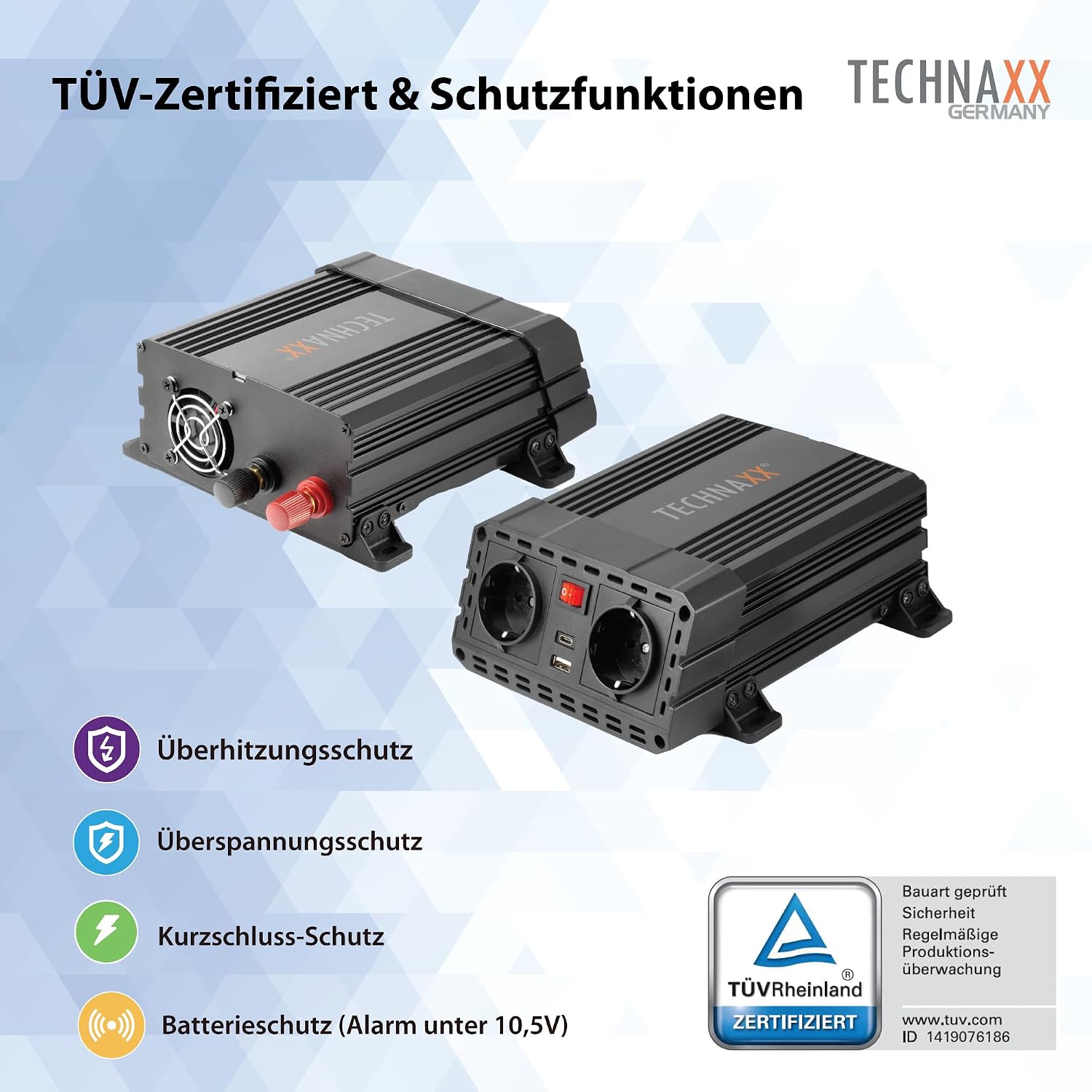 Thumbnail 4 de Technaxx TE19 Wechselrichter 600W 1200W Spitze
