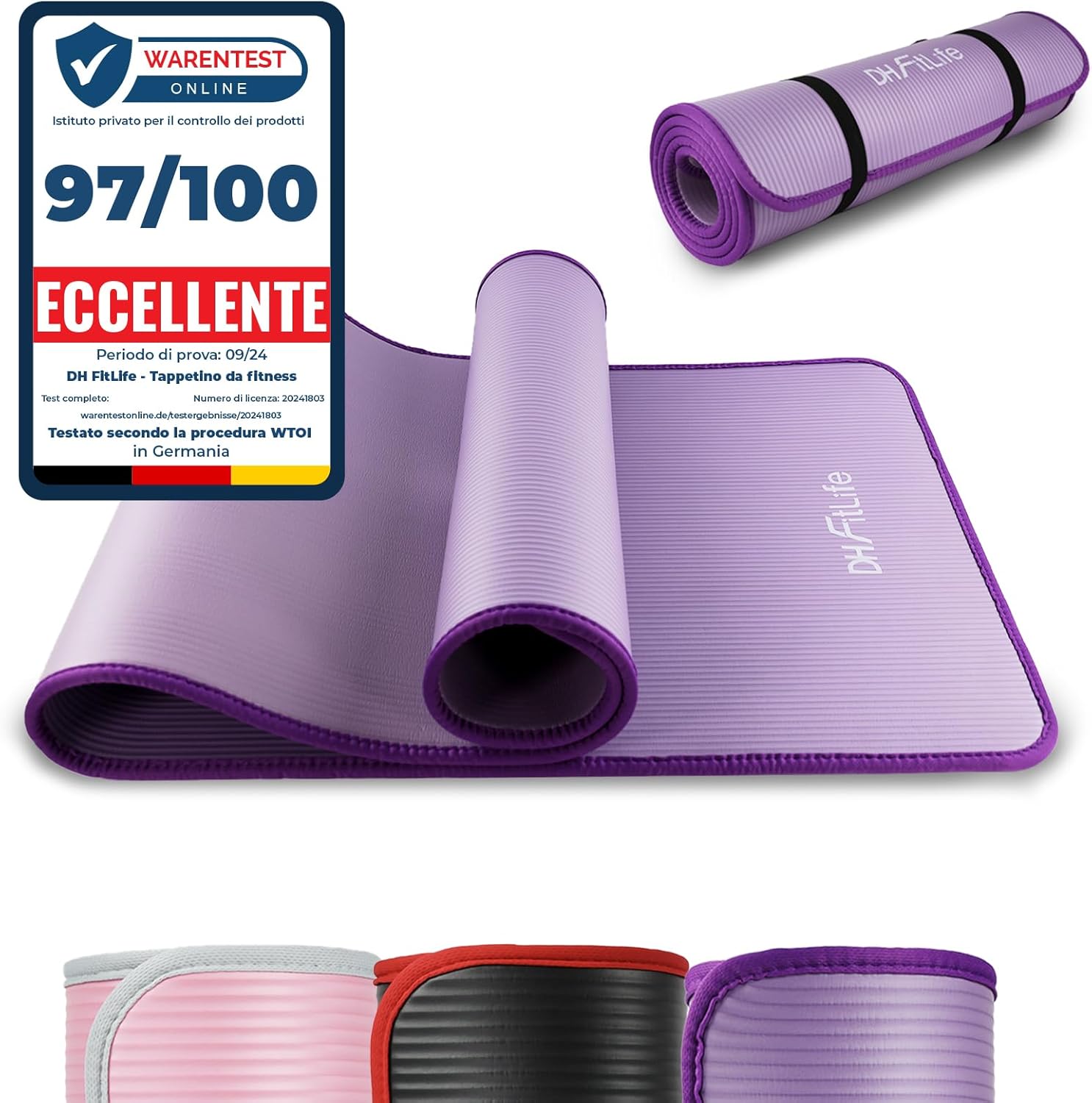 Thumbnail 6 de DH FitLife Tappetino da allenamento per fitness 183 x 61 x 1 cm – antiscivolo, resistente e versatile