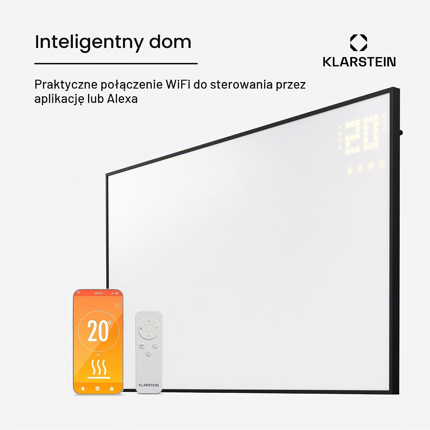 Thumbnail 1 de Klarstein panel grzewczy na podczerwień 600 W z termostatem i sterowaniem przez aplikację