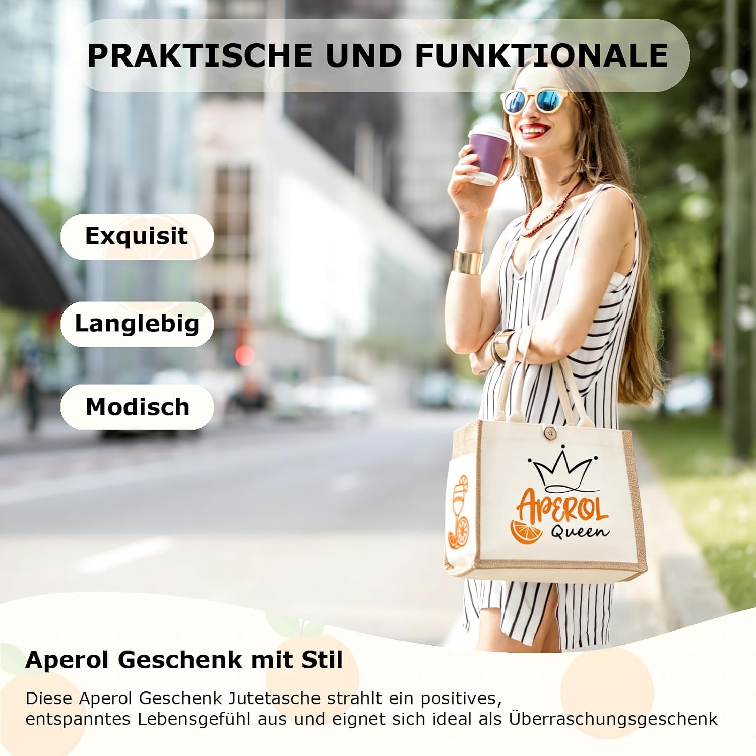 Thumbnail 5 de Oizemori Aperol Geschenk Tasche – Jutetasche mit Aperol Queen Print für Damen
