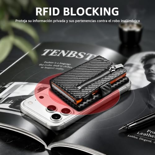 Thumbnail 5 de TENBST Cartera para hombre con bloqueo RFID, tarjetero emergente y monedero