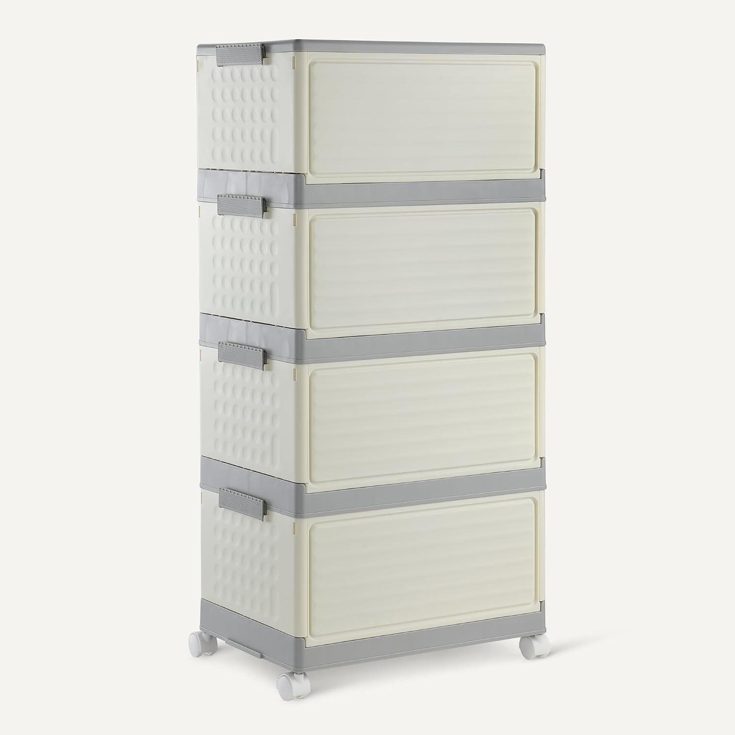Detalle 2 de Amazon Basics Stapelbare 4-Etagen Aufbewahrungsbehälter mit Rollen – 86,8 L Gesamtvolumen