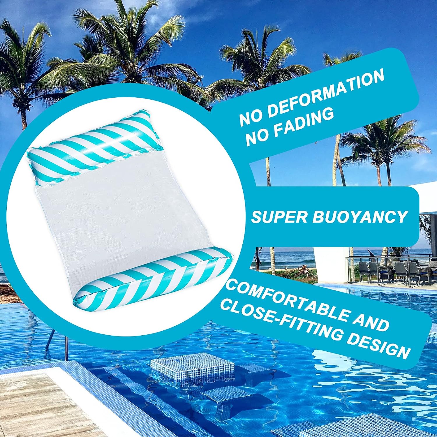 Detalle 1 de Yisscen 4-in-1 waterhangmat, blauw, 122 x 70 cm