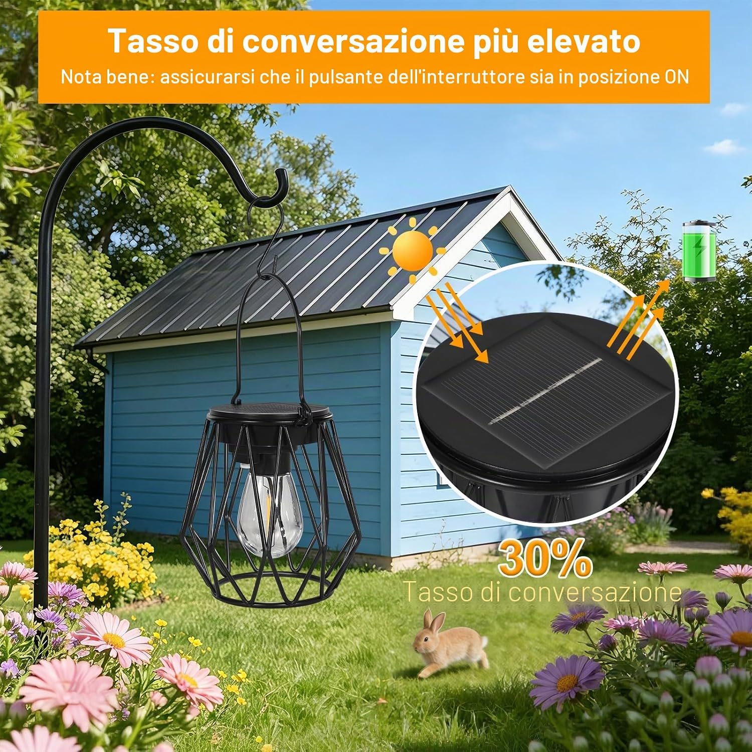 Detalle de Dehobo Lanterne Solari da Esterno 2 Pezzi – Lampade solari IP65 in metallo con LED 2700K per giardino, campeggio e decorazioni