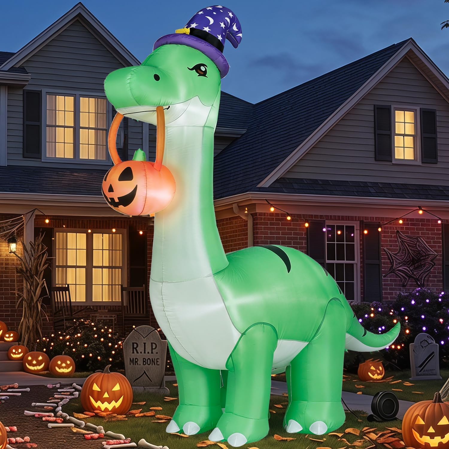 Detalle de inin IN-004 12-Foot Inflatable T-Rex Halloween Decoration with LED Lights