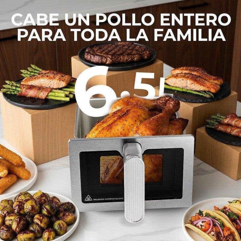 Detalle 2 de Freidora de Aire Welltin ROUNY 6L 1700W: cocinado saludable sin plásticos y con temporizador