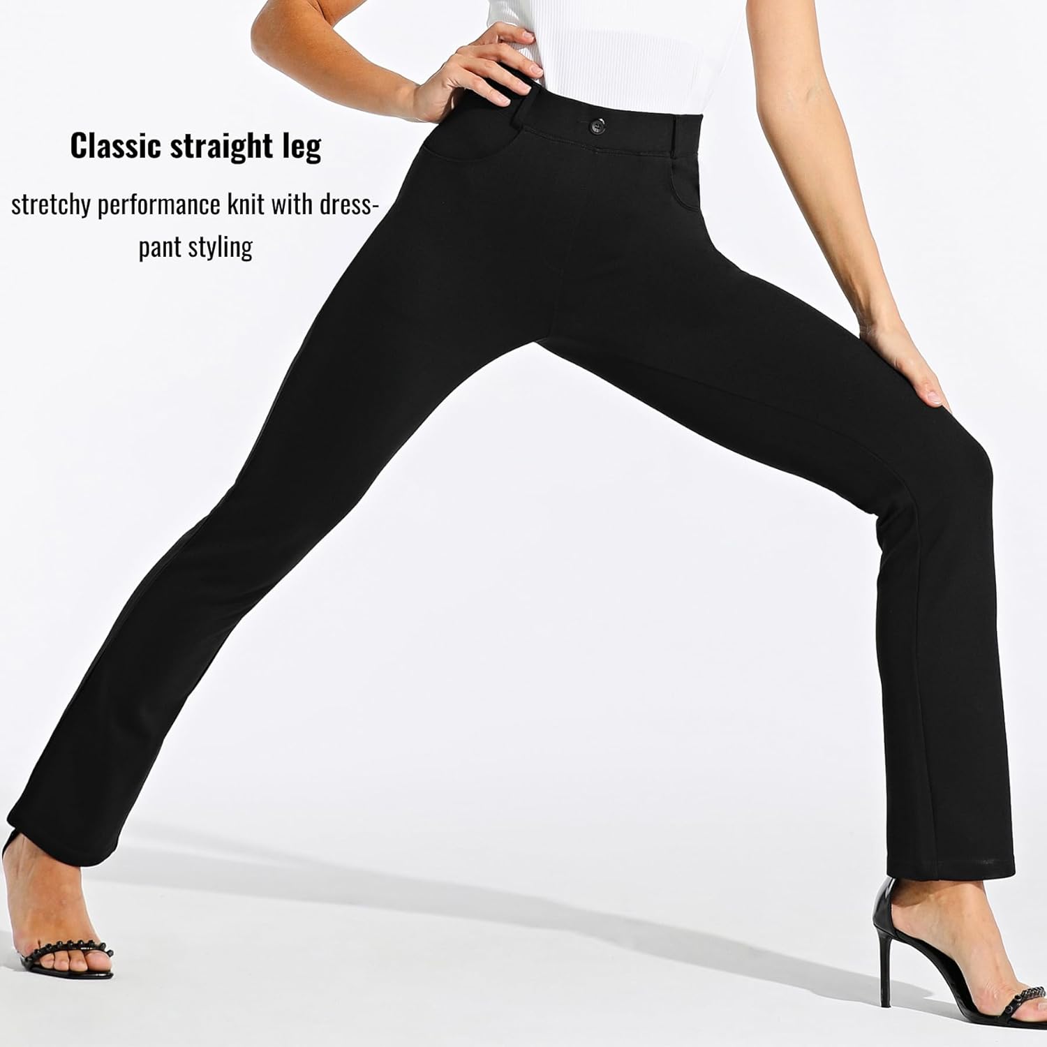 Thumbnail 3 de Willit Women's Yoga Dress Pants: Straight Leg Work Slacks with Four Pockets