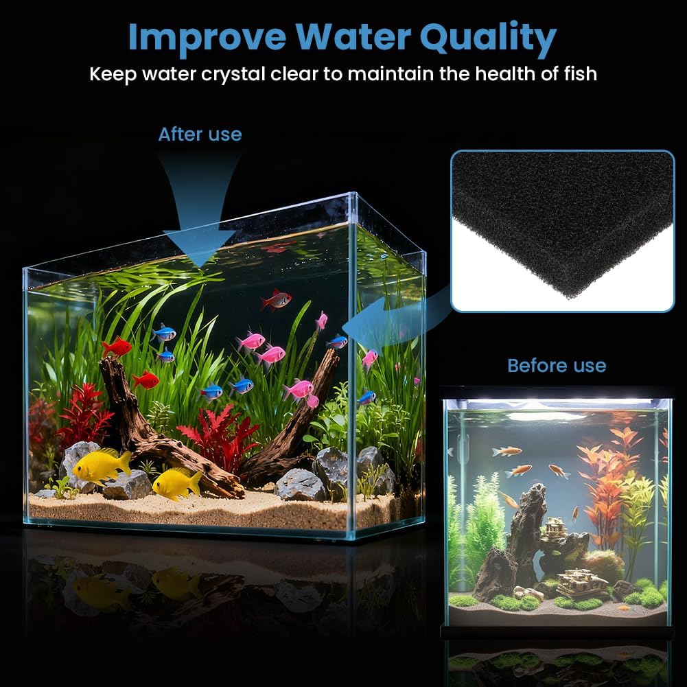Detalle de APXEL Tampons Filtrants en Mousse 20 PPI – Filtration réutilisable pour Aquarium et Bassins