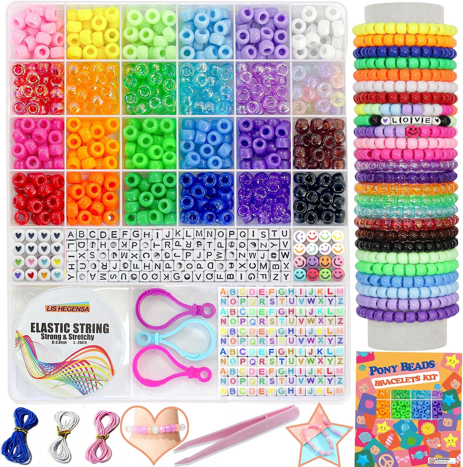 Detalle de LIS HEGENSA Pony Bead Kit, 1,000+ Pieces