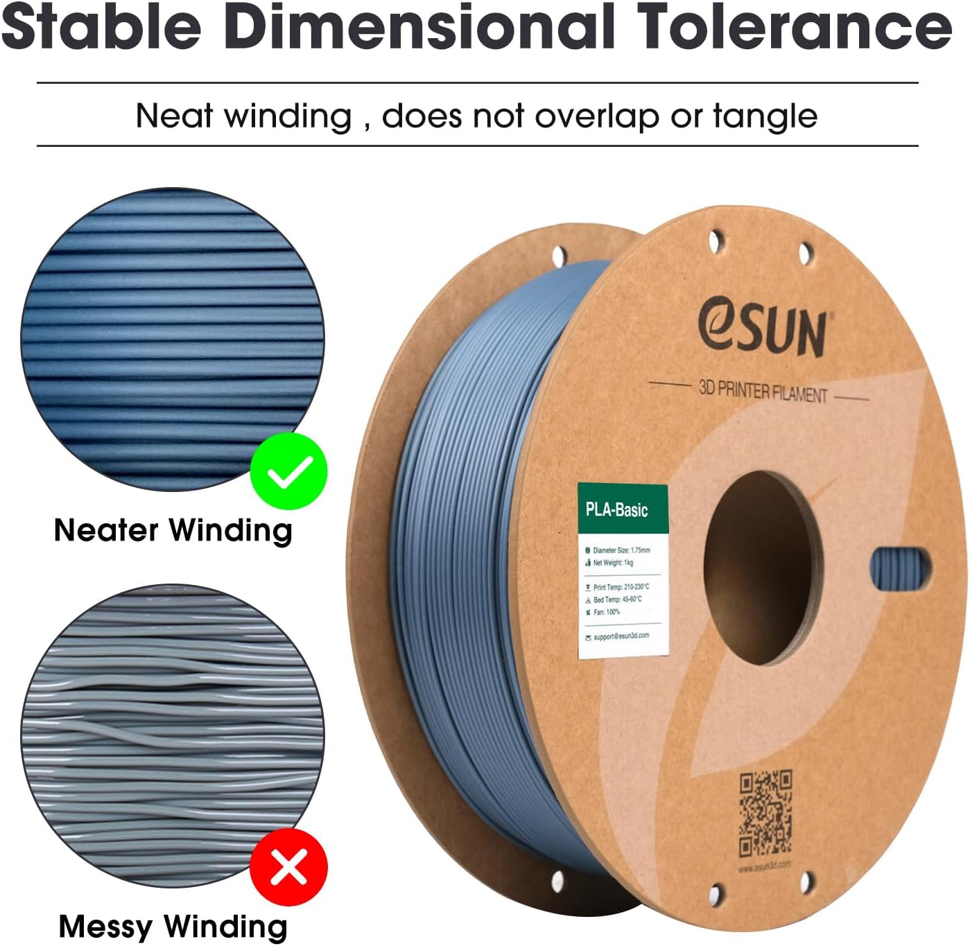 Thumbnail 1 de eSUN PLA Filament 1,75 mm 1 kg – graues PLA für 3D-Drucker
