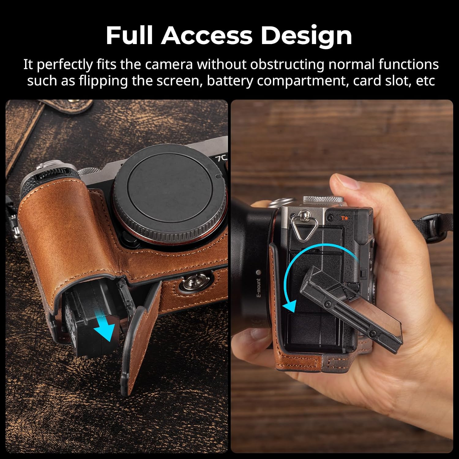 Detalle de SMALLRIG A7C II / A7CR Kamera-Ledertaschen-Set