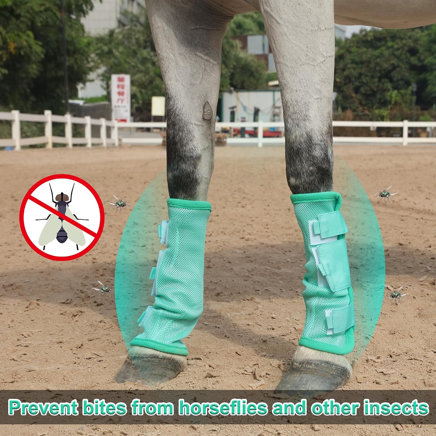 Thumbnail 4 de Gallopoff Horse Fly Boots Set of 4 – Breathable Mesh Leg Guards for Fly Protection