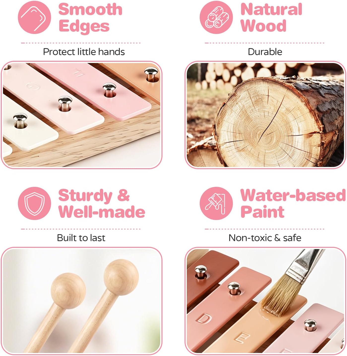 Thumbnail 4 de Kids Musical Instruments 8-in-1 Xylophone & Wooden Music Set (maracas, drum, bells and more)
