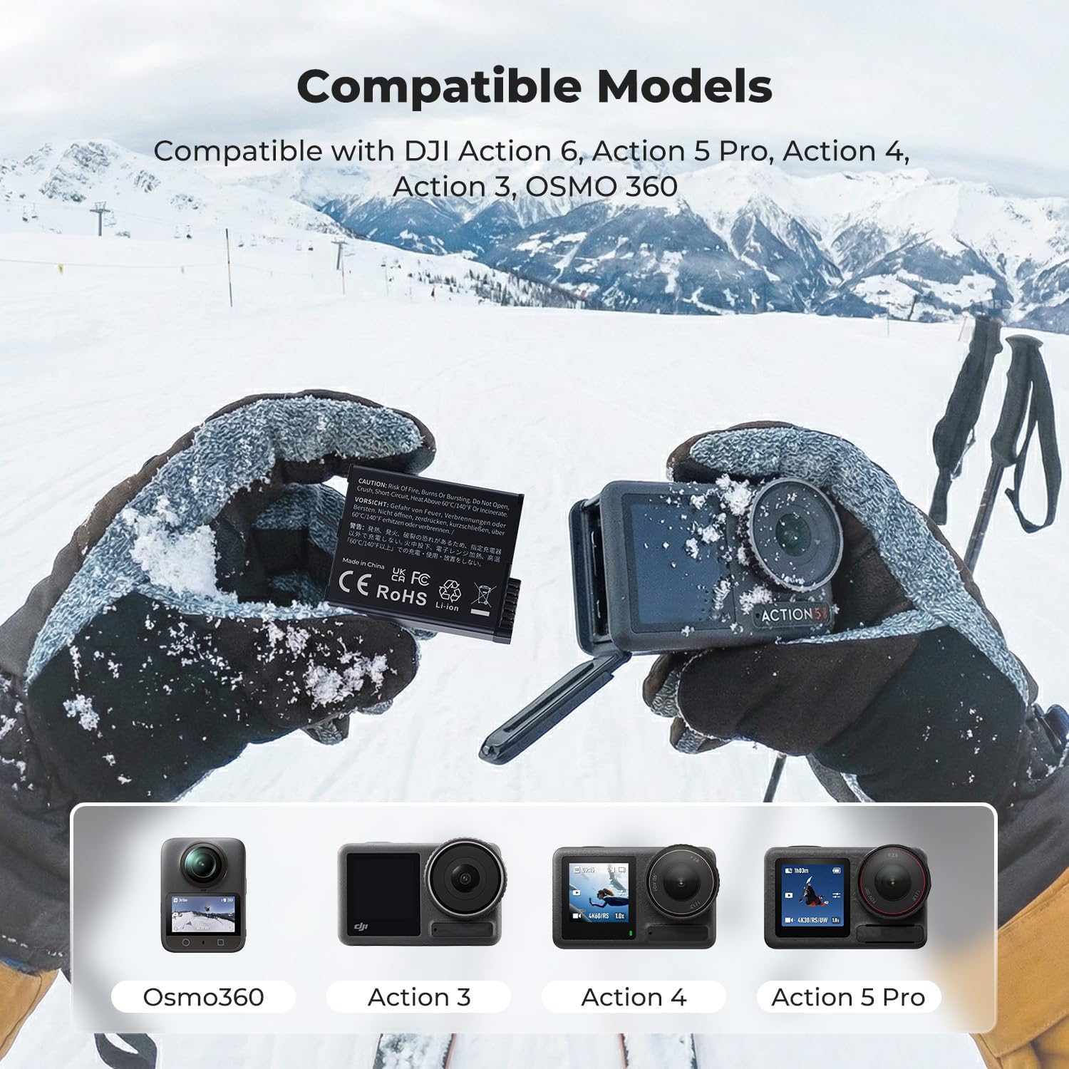 Thumbnail 1 de K&F CONCEPT Osmo Action 5 Pro Akku-Pack (3er-Set) mit 3-Fach-Ladegerät, 2100-mAh-Akkus – kompatibel zu DJI Osmo Action 6/5 Pro/4/3