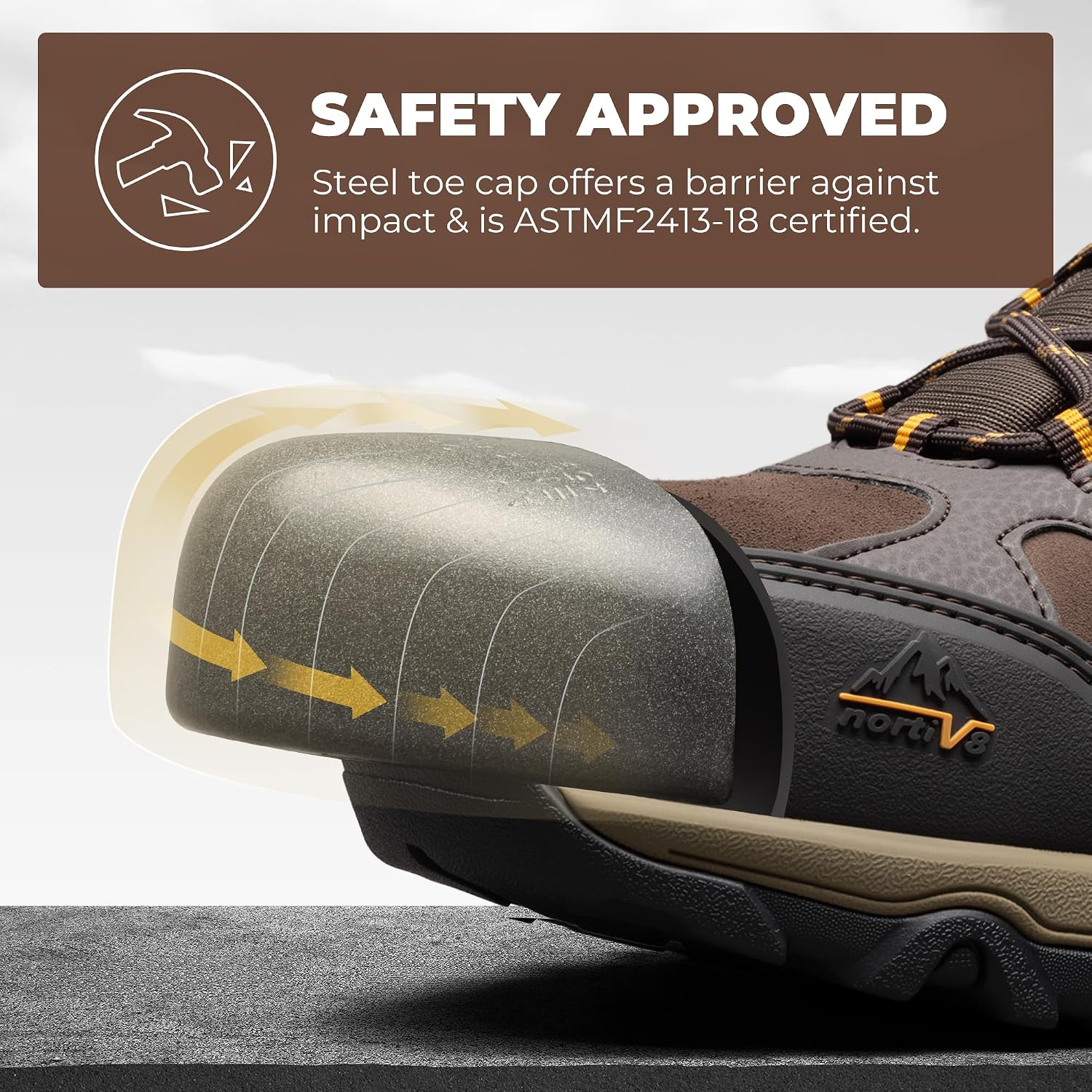 Detalle 2 de NORTIV 8 Paladin-Steel Waterproof Steel Toe Work Boots with Lug Outsole