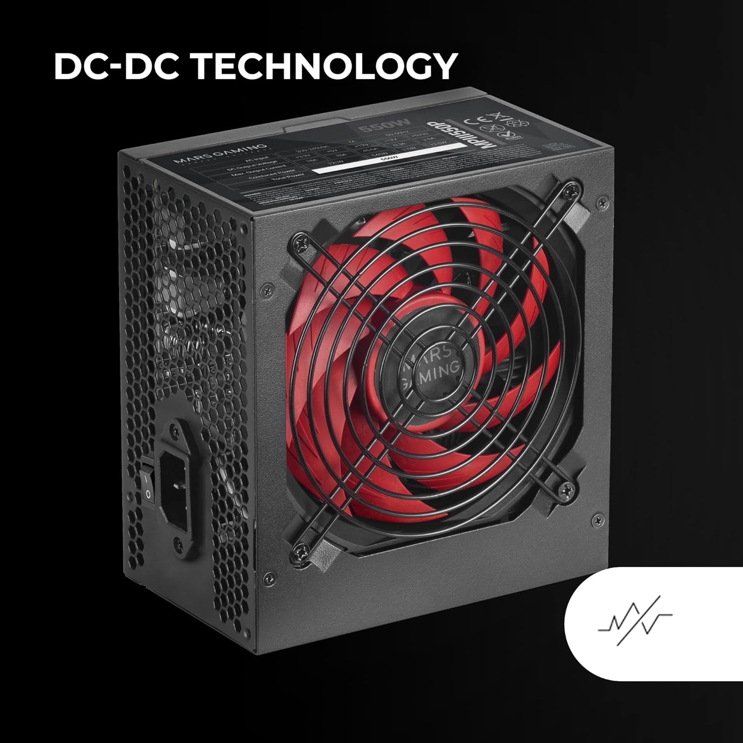 Thumbnail 3 de Mars Gaming MPIII550P ATX-Netzteil 550W mit 5 Jahren Garantie, APFC und 120-mm-FDB-Lüfter