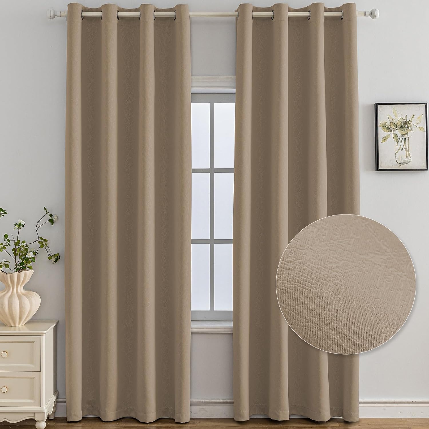 Lot de 2 rideaux occultants Ystyle 140x225 cm à œillets, isolants anti-froid et anti-chaleur
