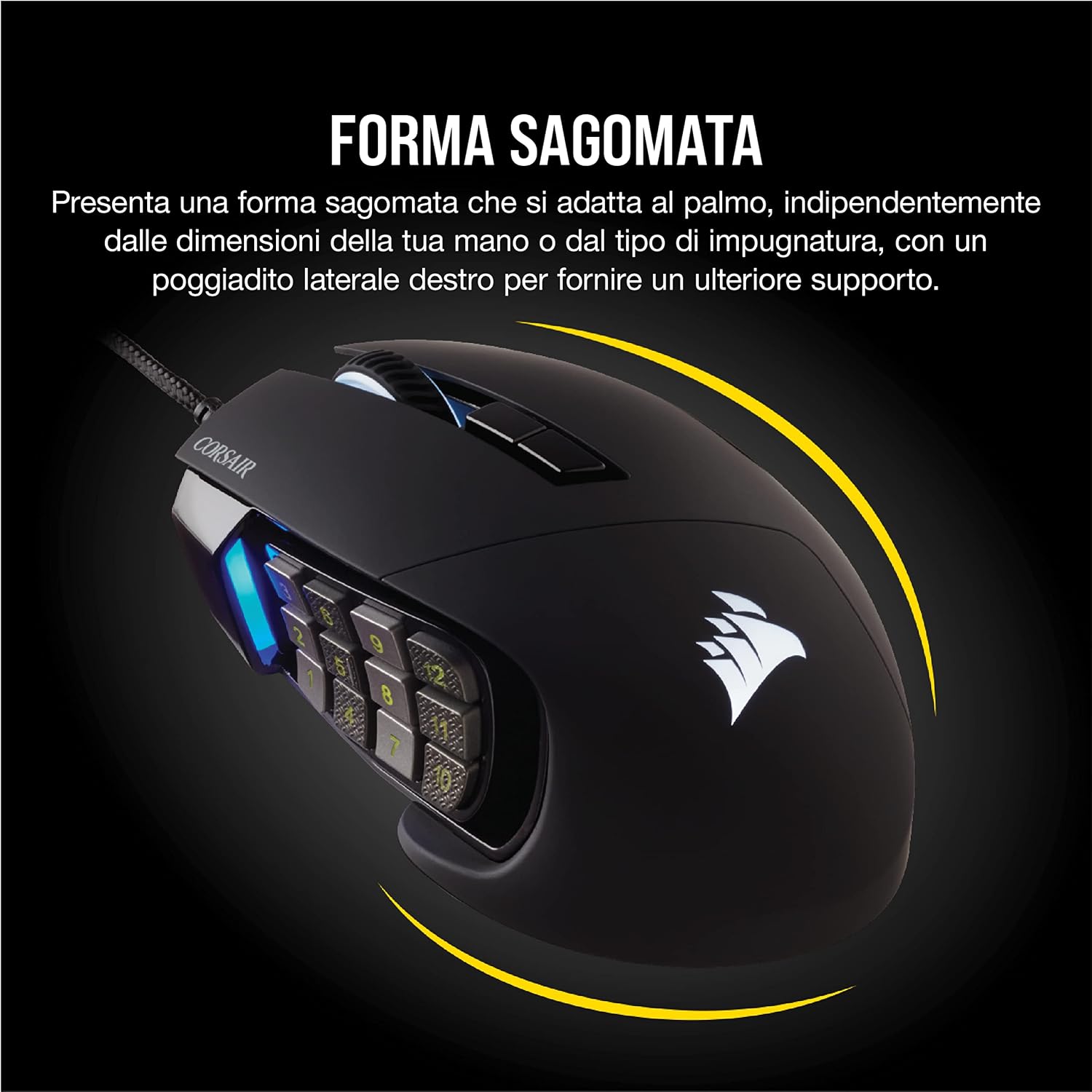 Thumbnail 5 de Corsair Scimitar ELITE RGB: mouse da MOBA/MMO con 18.000 DPI e 17 pulsanti programmabili