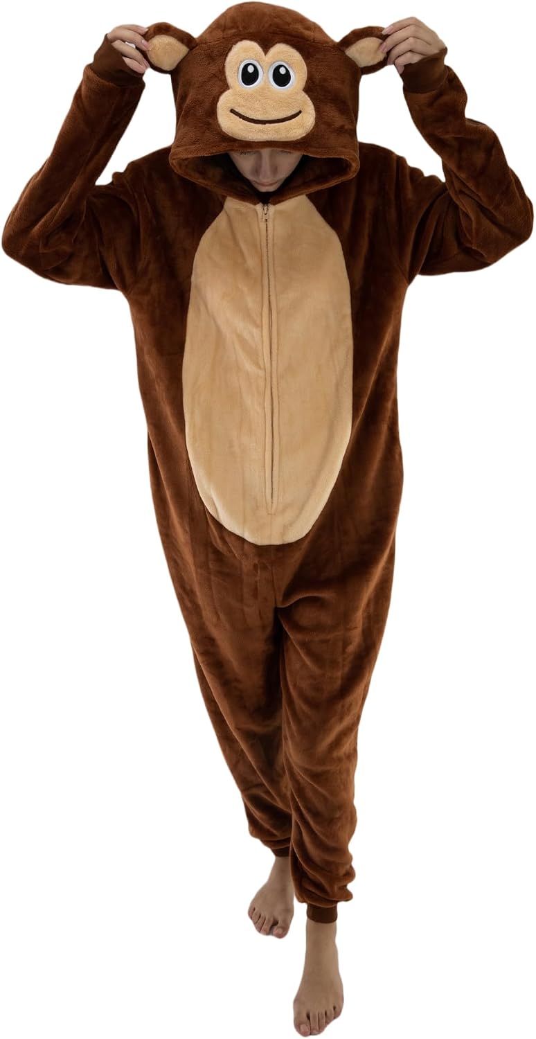 Detalle 2 de AILMQYJL Monkey Flannel Onesie Pajamas with Hood and Zipper