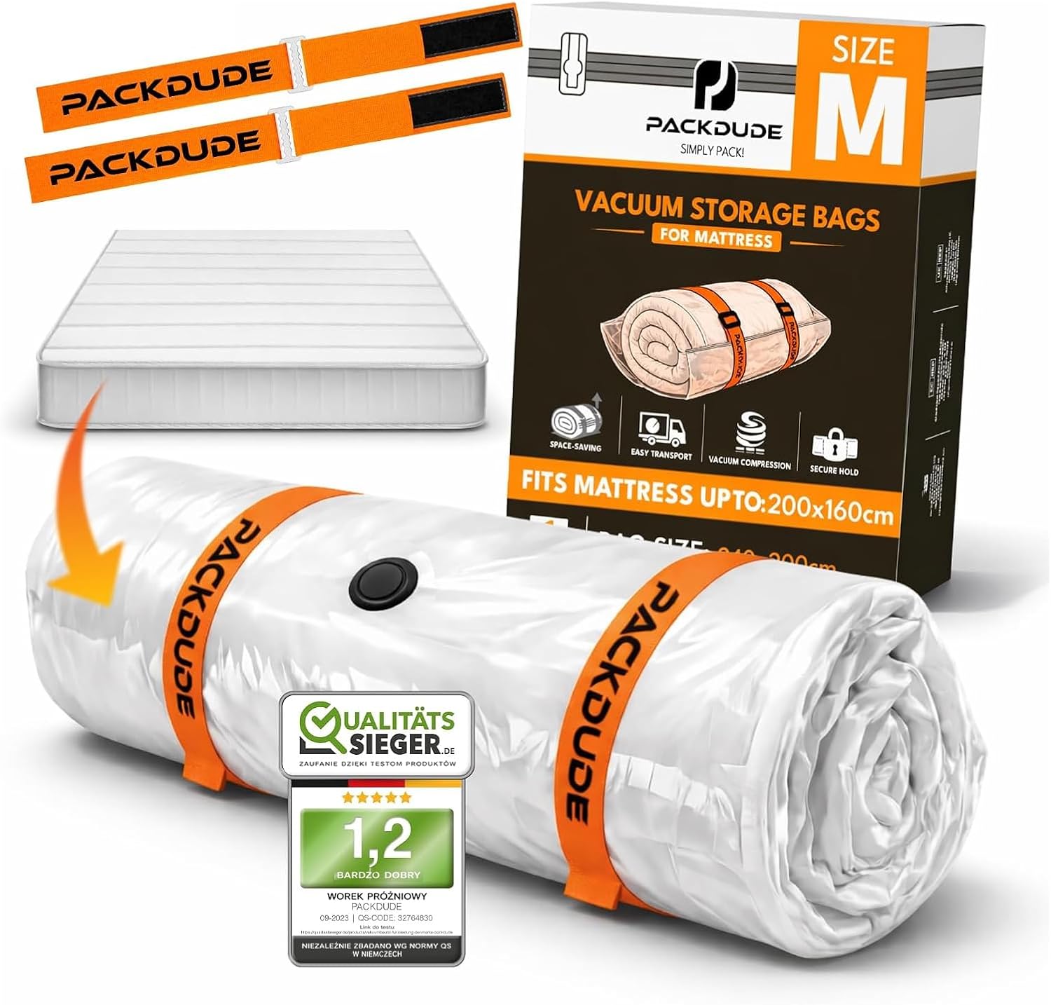Detalle de PACKDUDE PD-VB-BE-P2 – worek próżniowy na materac 240 × 200 cm, do 33 cm