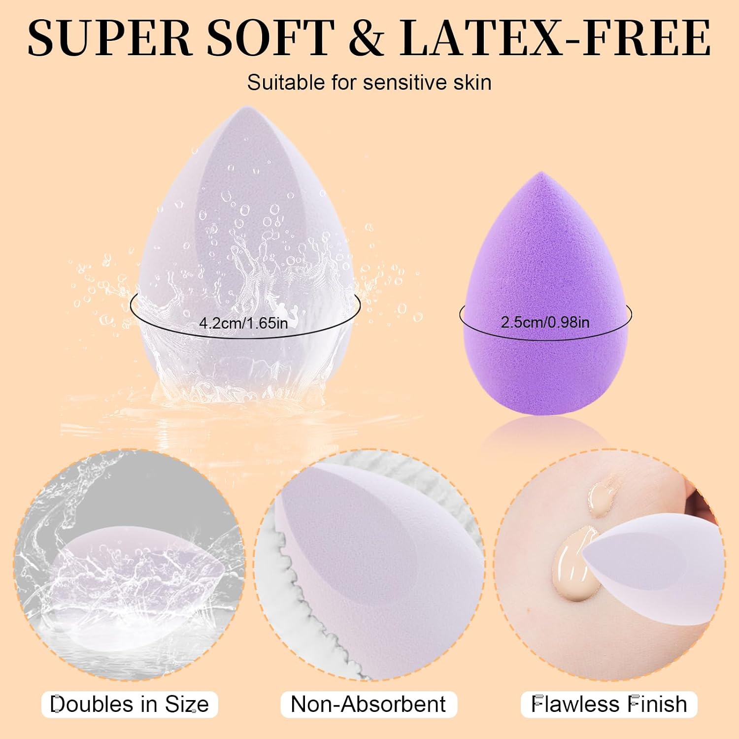 Detalle 2 de DUAIU 16 Spugnette Trucco Make Up: Set di Beauty Blender Riutilizzabili, 2 in 1, con Contenitore Portatile