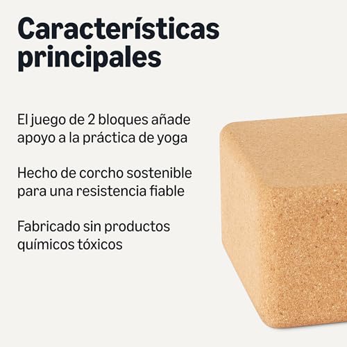 Detalle 2 de Amazon Basics Bloque de Corcho Natural para Yoga, 23 x 15 x 8 cm (paquete de 2)