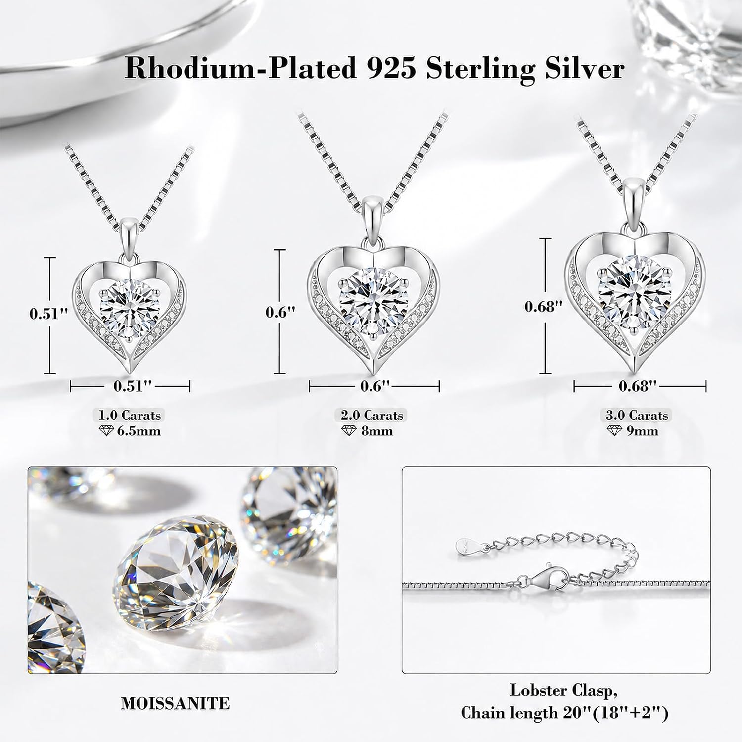 Thumbnail 5 de DALOJOE 1 Carat Heart Moissanite Necklace đź’Ž