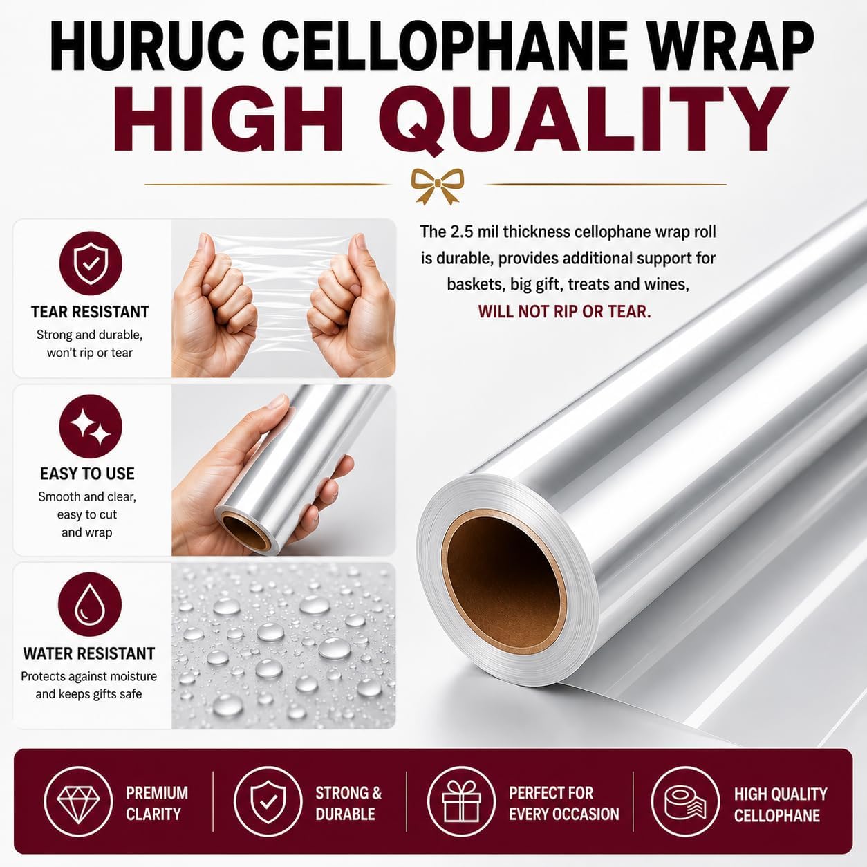 Thumbnail 4 de Huruc Clear Cellophane Roll 80 cm x 30 m
