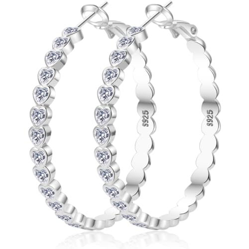 Imagen de Senteria Sterling Silver Heart Hoop Earrings for Women en OfertitasTOP