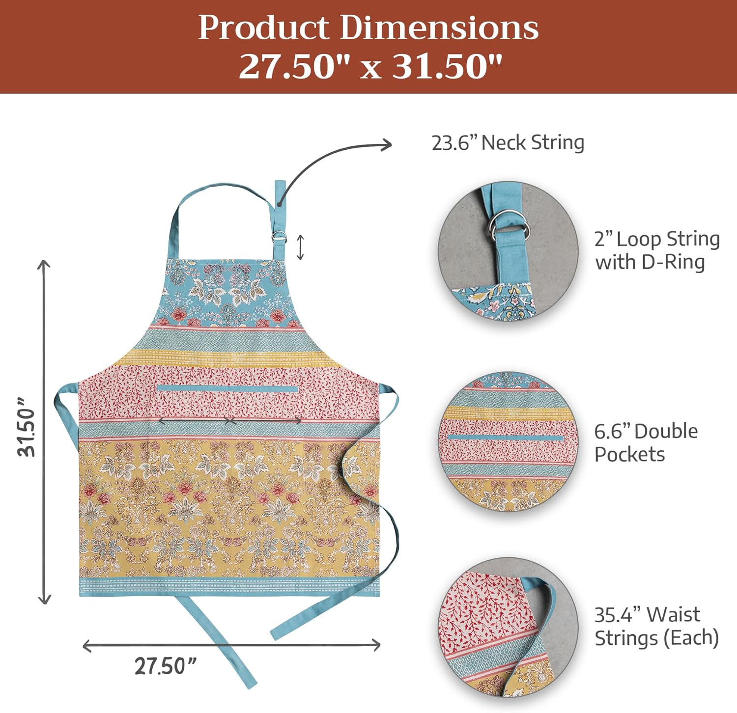 Thumbnail 6 de Maison d' Hermine 100% Cotton Apron with Pocket