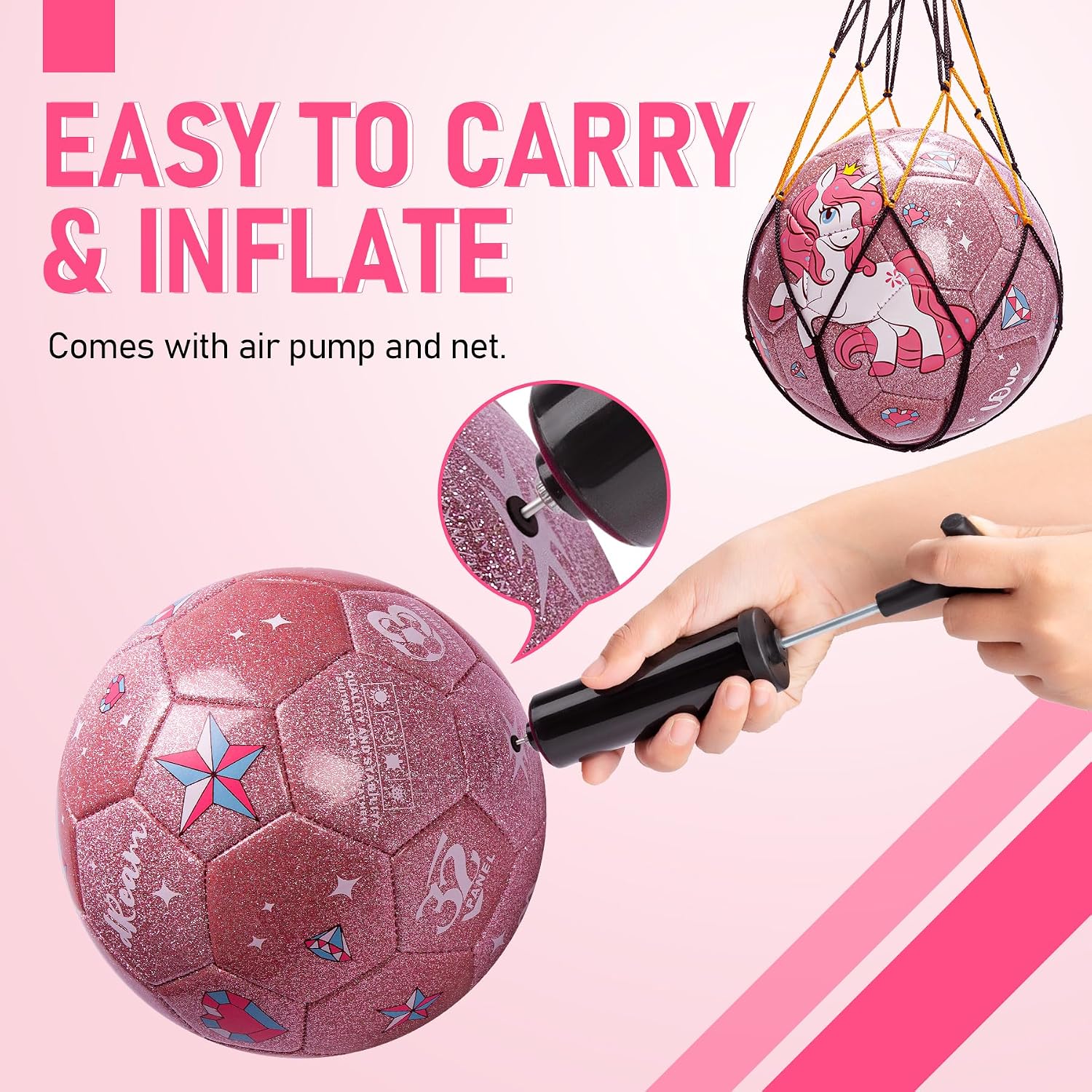 Detalle 2 de U&C Planet Size 3 Football Toddlers Unicorn Football with Pump (Aged 3–8)