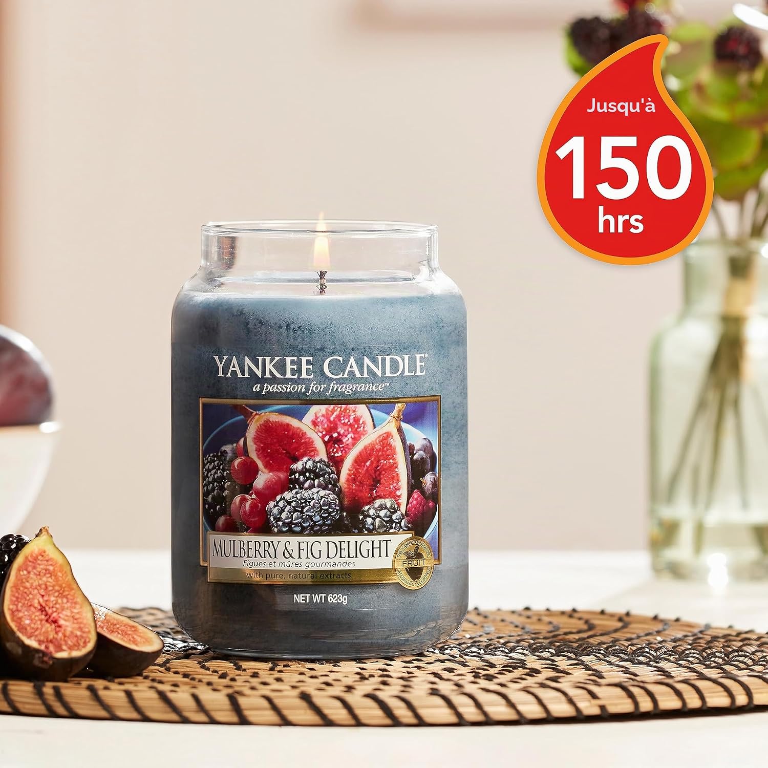 Detalle de Yankee Candle bougie parfumée Figues et mûres gourmandes – format jarre, longue durée