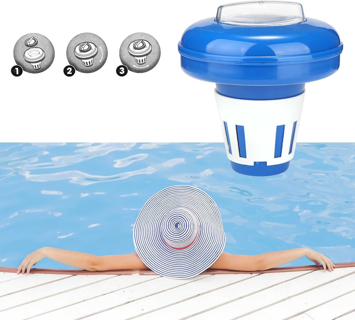 Detalle de com-four Galleggiante di dosaggio per piscina – dosatore chimico per pastiglie di cloro o bromo