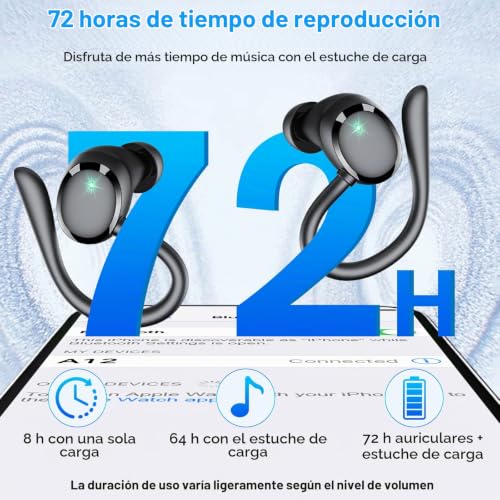 Detalle de KT1 auriculares inalámbricos Bluetooth 5.3 con pantalla LED, 72 horas e IPX7
