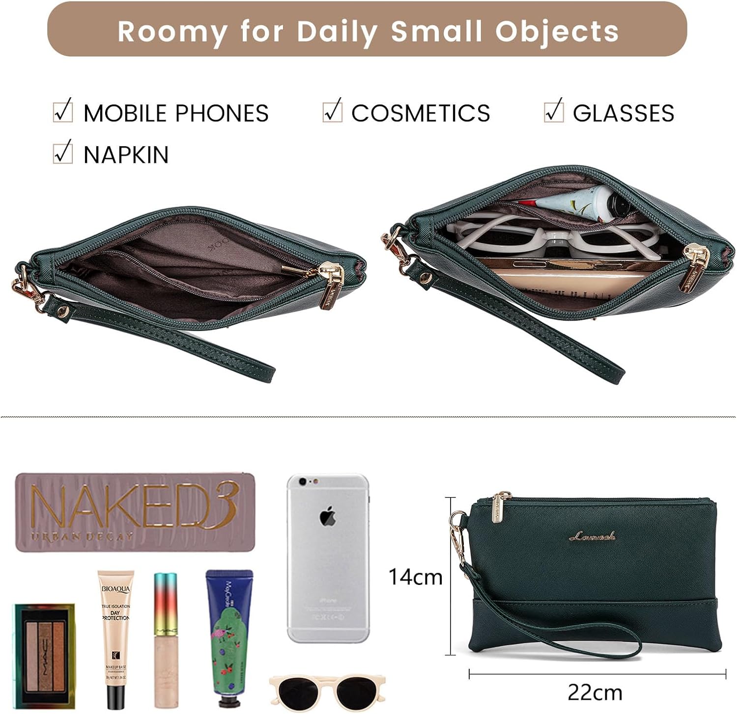 Detalle de LOVEVOOK Laptop Tote Bags for Women (15.6 inch) with Laptop Compartment, Green PU Leather Office Shoulder Bag